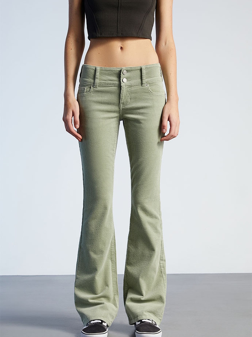 PacSun Sage Green Corduroy Low Rise Bootcut Jeans Size 24 Stretch
